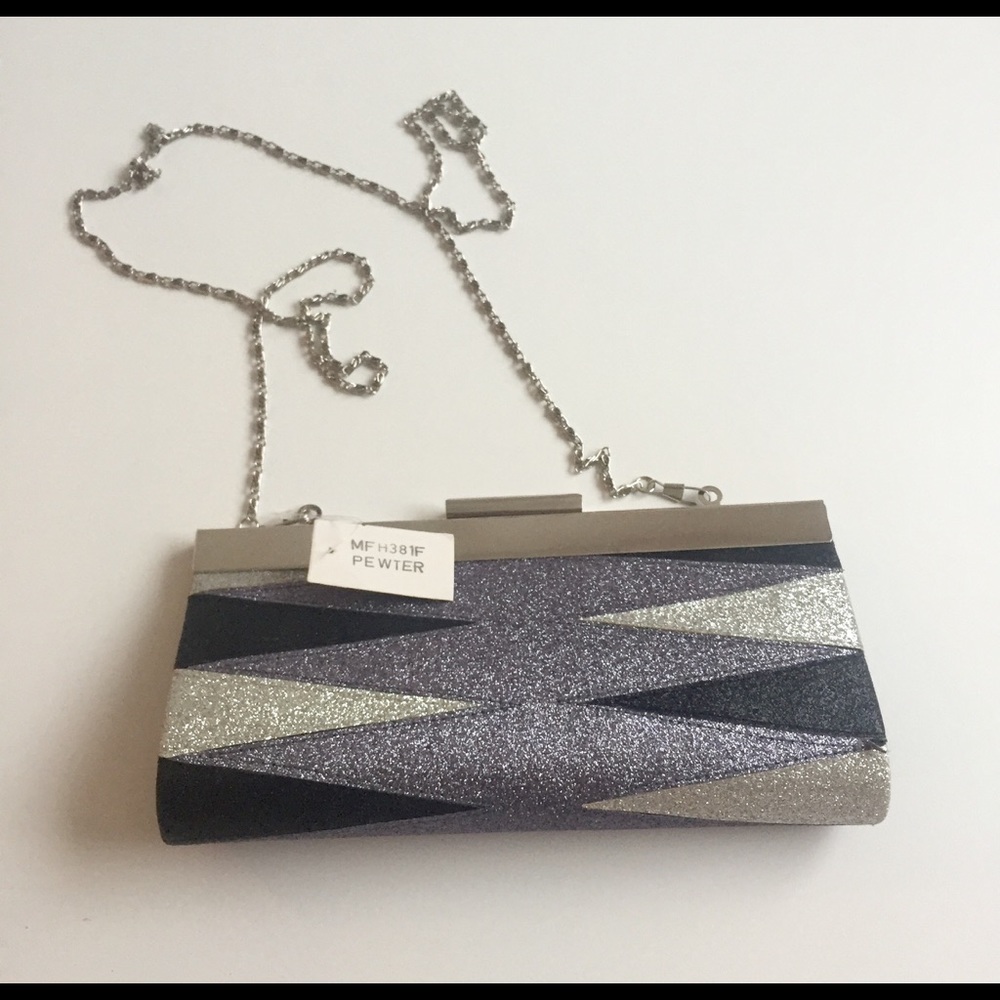 Jones New York Silver Retro Glitter clutch